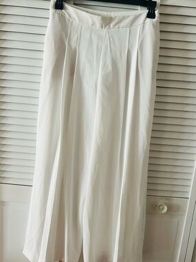 Zara NWT White Pleated Wide Leg Dress Pants